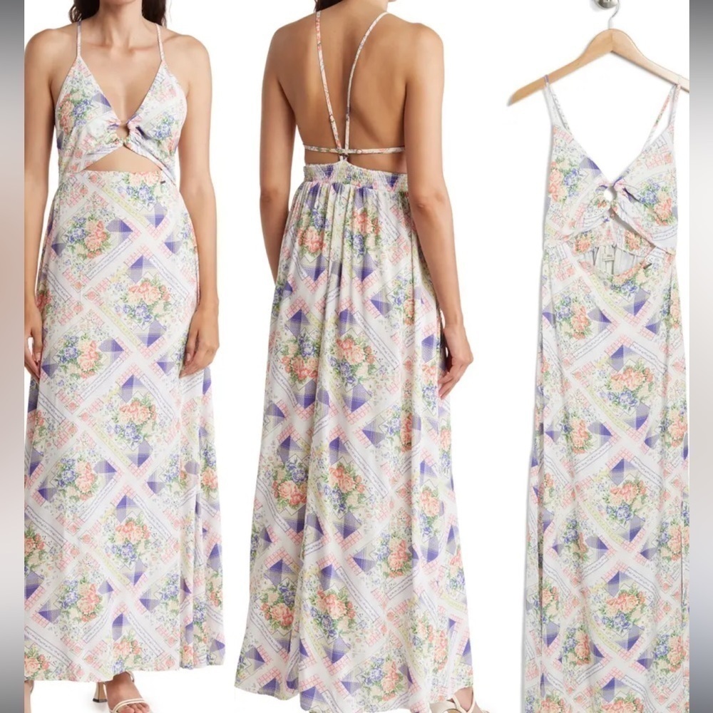 Maaji Aurora Cover-Up Maxi Dress in Countryside Floral Peek-a-Boo Front large